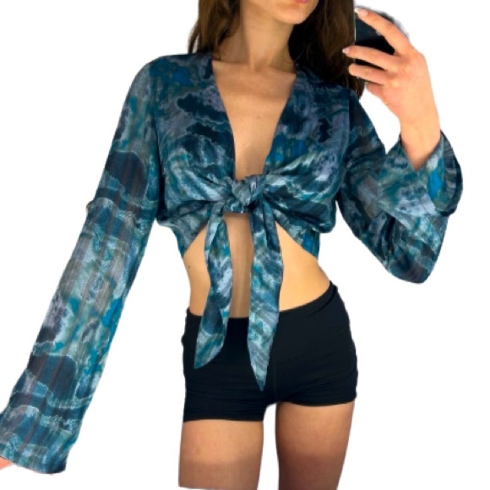 Urban Outfitters Tie Dye Tie Front Top